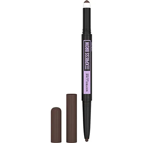 Maybelline New York Express Brow Satin Duo Augenbrauenstift und -puder Nr. 04 Dark Brown - Brauenstifte & -puder, praktisches Duo für natürlich volle Augenbrauen mit Wachs und Puder für präzises Auftragen und ein makelloses Finish.