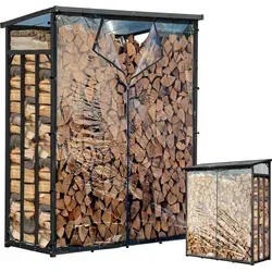 QUICK STAR Kaminholzregal 130 x 70 x 185 cm mit Wetterschutz