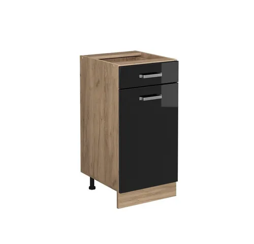 Vicco Unterschrank R-Line, Schwarz Hochglanz/Goldkraft Eiche, 40 cm ohne Arbeitsplatte