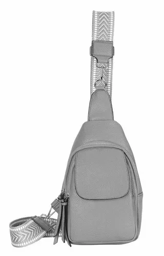 OBC Damen Crossbody Sling Tasche Hellgrau - Umhängetasche aus hochwertigem Kunstleder, klein aber oho mit 2 Fächern, ideal für Stadtbummel und Reisen – stylish und praktisch zugleich!