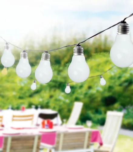 LED Party Lichterkette Dekoration mit 10x weiß leuchtenden Glühbirnen TG3209