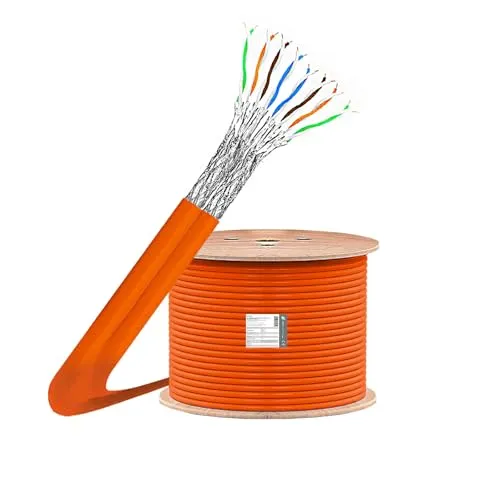 ProfiPatch Cat 7 Netzwerkkabel Verlegekabel Ethernet Kabel 10 Gbit 1000 MHz Datenkabel S/FTP AWG23 PIMF LSZH Duplex orange 250m