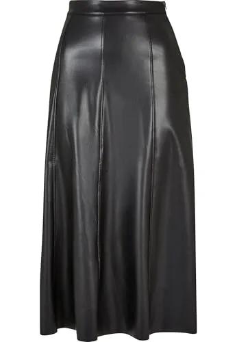 Urban Classics Damen TB5486 Midi Skirt aus Kunstleder, Schwarz, XS - Röcke für Damen - Midirock in A-Linien-Silhouette, ideal für einen trendigen Look und vielseitig kombinierbar.
