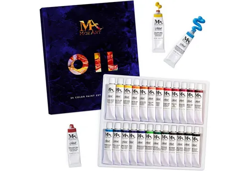 MozArt Supplies Ölfarbe Premium Ölfarben-Set Künstlerfarben Öl Künstler Malfarbe, 24 Farben 12 ml je Tube