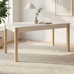 Homestyle4u Esstisch 160-200x80 cm ausziehbar Beige Grau Esszimmertisch Holztisch - Beige