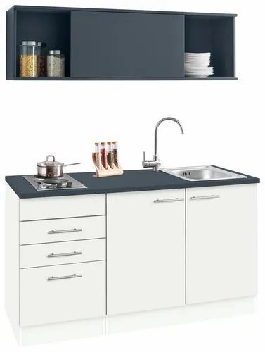 OPTIFIT Pantryküche Mini, Breite 150 cm, mit Kochfeld und Einbau-Spülbecken