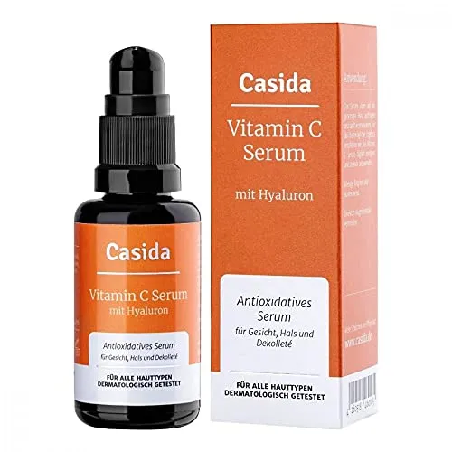 Vitamin C Serum + Hyaluron - 30 ml - Nahrungsergänzungsmittel für eine strahlende Haut, hochdosiert mit Vitamin C und feuchtigkeitsspendender Hyaluronsäure für effektive Anti-Aging Pflege.