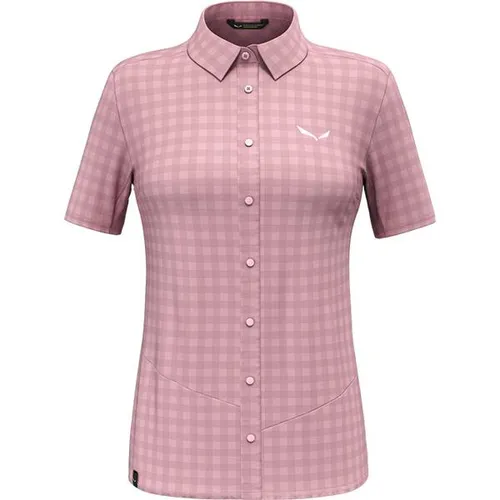 Salewa Damen Puez Dry Bluse - Größe L, rosa - Leichte, kurzärmelige Bluse für Damen, ideal für Sommerwanderungen und schnelltrocknendes Material für höchsten Komfort.