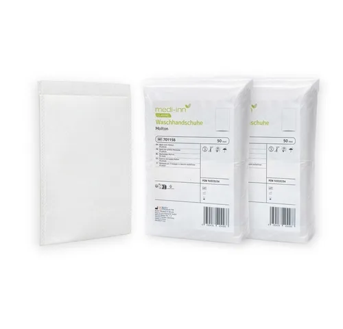 Medi-Inn Einmal-Waschhandschuh Molton, 22 x 15 cm, 50er Pack, 75 g/m², weiß (100-St. 2 x 50 = 100 Stück)