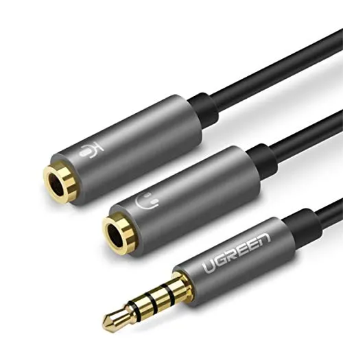 UGREEN Mikrofon und Kopfhörer Verbinder Kabel, Schwarz