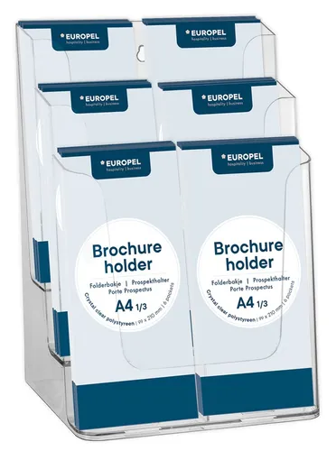 EUROPEL Tisch-Prospekthalter DIN lang 6 Fächer glasklar von EUROPEL