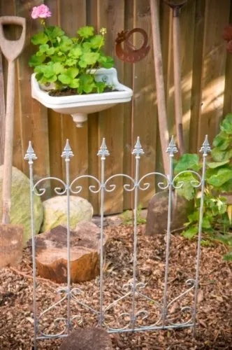 KUHEIGA Nostalgischer Metallzaun/Beetzaun/Rankgitter H: 92cm, Feuerverzinkt