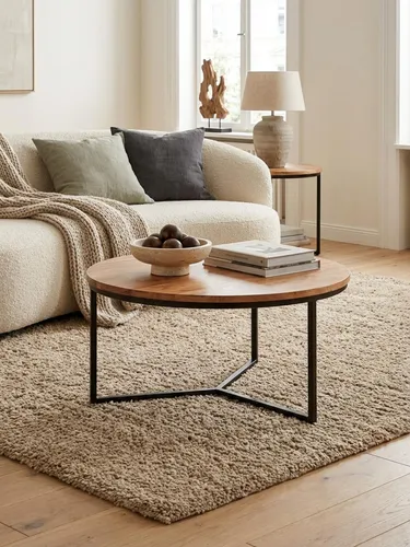Stylischer Couchtisch 60x60 cm aus Akazie Massivholz & Metall - Eleganter Couchtisch im modernen Design, handgefertigt aus Akazienholz mit robuster Metallbasis. Perfekt für Ihr Wohnzimmer, bietet viel Platz für Ihre Lieblingslektüre und Getränke.