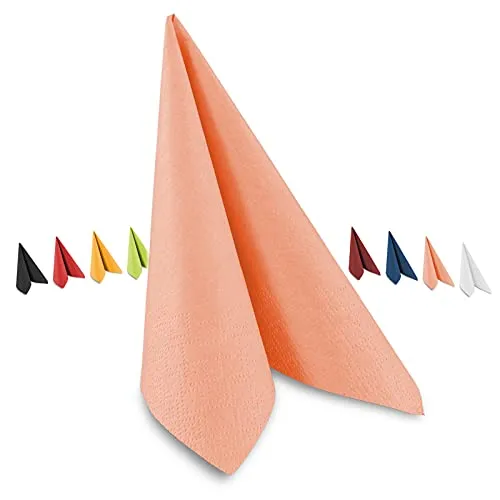 Tafel-Servietten 3-lagig, 40 x 40 cm - Apricot, 250 St. - Servietten für Gastronomie & Zuhause, extra saugfähig und stabil, ideal für mehrgängige Menüs oder besondere Anlässe.
