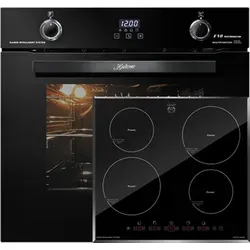 Kaiser Küchengeräte Backofen-Set Herd Set Autark Elektro Backofen, Autark, 79L, Drehspieß, Einbau Backofen,10Funktionen mit Induktionskochfeld 60 cm, Autark,Facettenschliff, Kochfeld 4xQickHeat Kochzonen EH 6367+KCT 6105 FI, mit 1-fach-Teleskopauszug, Katalytische Selbstreinigung schwarz