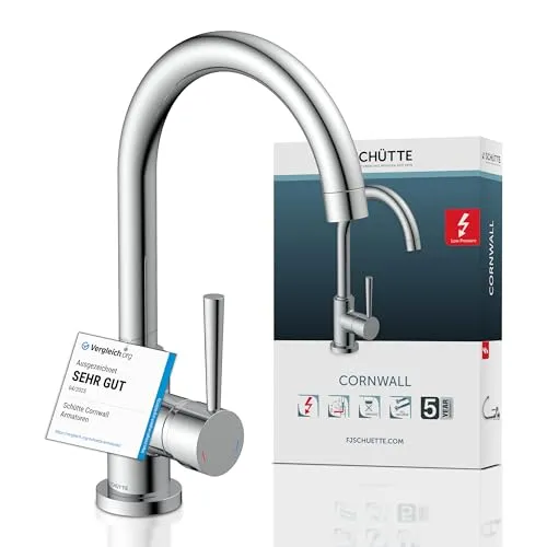 Schütte Küchenarmatur Cornwall Niederdruckarmatur - Energiesparende Einhebelmischarmatur mit Cold Start Funktion, ideal für drucklose Systeme