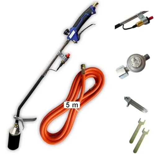 BlueCraft Unkrautbrenner Abflammgerät 69 kW - Unkrautbrenner für biologische Unkrautbeseitigung und Teerarbeiten, leistungsstark mit bis zu 1800°C Flammentemperatur, ideal für Garten und Landwirtschaft.