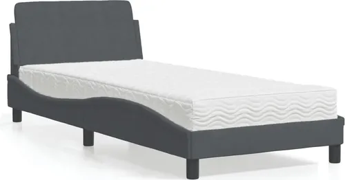 Bett mit Matratze Dunkelgrau 90x200 cm Samt von vidaXL