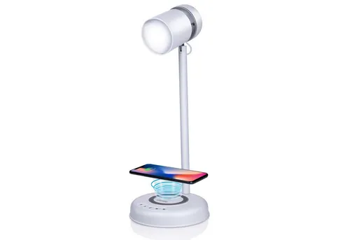 Grundig LED Schreibtischlampe Leuchte 3in1 Wireless Charger Qi Handy Ladestation Lautsprecher