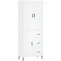 vidaXL Highboard Weiß 69,5x34x180 cm aus Holzwerkstoff - Elegantes Highboard in Weiß, bietet viel Stauraum und stabile Metallfüße für zusätzliche Stabilität. Ideal für Wohnzimmer und sorgt für Ordnung.