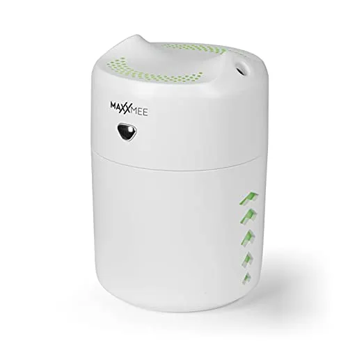 MAXXMEE Diffuser mit LED-Farbwechsel und Nachtlicht - Stylischer Luftbefeuchter mit beidseitigem Ultrafeinnebel für gleichmäßige Verteilung. Genießen Sie bis zu 4 Stunden kontinuierlichen Betrieb und eine individuelle Farbgestaltung für Ihr Wohlbefinden.