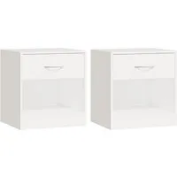 vidaXL 2X Nachtkommode Weiß - Stilvolle Nachttische mit Schublade - Kommoden & Sideboards: Diese 2 Nachtkonsolen bieten einen eleganten Look und praktischen Stauraum durch die Schublade, ideal für ein organisiertes Schlafzimmer.