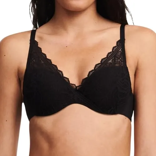 Chantelle Easy Feel Floral Touch Schalen-BH 90C Schwarz - Nahtloser Schalen-BH für perfekten Sitz ohne Abzeichnen. Verstellbare Träger sorgen für individuellen Tragekomfort und optimale Passform.