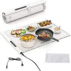 COSTWAY Elektrische Wärmematte Silikon – Rollbare Warmhalteplatte mit Timer