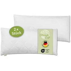 Premium Steppkissen | fest | 2er Set 40 x 80 cm | Mikrofaser Kopfkissen für Allergiker geeignet | DREAMSTAR - Weiß
