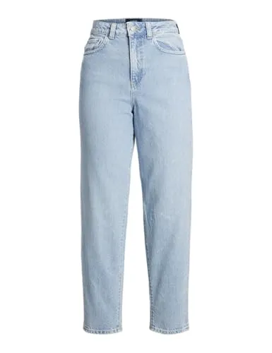 JJXX Women's JXLISBON MOM HW RR4010 NOOS Hose - Hohe Taille Jeans in Light Blue Denim, steifes Gewebe für authentischen Look, ideal für trendbewusste Frauen.