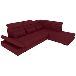 99rooms Ecksofa L-Form Bordeaux, 4-Sitzer, Textil - Modernes Ecksofa in L-Form mit Schlaffunktion für zusätzlichen Komfort. Der strukturierte Veloursstoff in Bordeaux bietet stilvolles Design und pflegeleichte Eigenschaften – ideal für entspannte Stunden im Wohnzimmer.