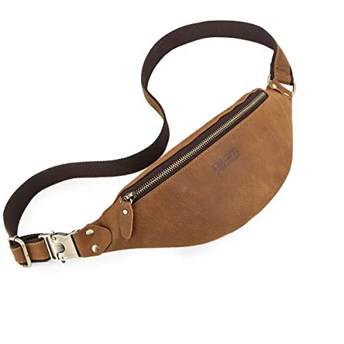 CONTACTS Gürteltasche Bauchtasche Hüfttasche mit Reißverschluss Geeignet für Reise Wanderung und Outdoor-aktivitäten für Damen/Herren (Braun)