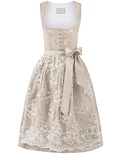 Stockerpoint Damen Sidonia Midi Dirndl, Creme, 48 in beige von Stockerpoint