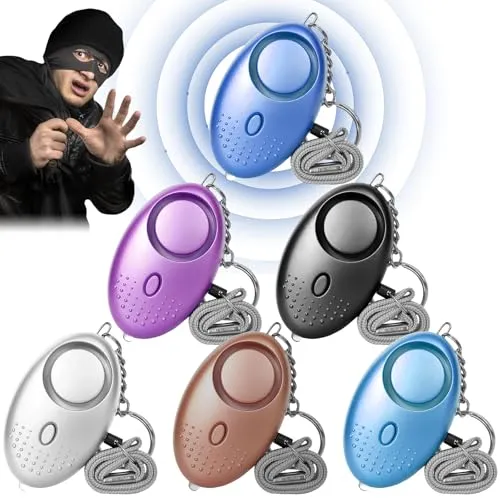 Stück Persönlicher Alarm, 130-135dB taschenalarm mit LED Licht Selbstverteidigungsalarm, Sicherheitsschlüsselanhänger (Schwarz+Lila+Silber+Blau+Roségold+ Aquablau) 6
