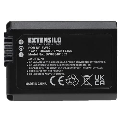EXTENSILO Akku kompatibel mit Sony Alpha 6, 6100, 6300, 6400, 5100, 55V, 6000, 5000, 33, 6500, 3000, 55 Kamera (1050 mAh, 7,4 V, Li-Ion)