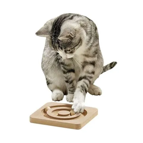 Karlie Kitty Brain Train Cirkel - Interaktives Holzspielzeug für Katzen, fördert Fitness und Intelligenz, snackbefüllbar für zusätzlichen Anreiz