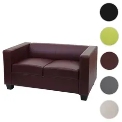 2er Sofa Couch Loungesofa Lille - Kunstleder in rot-braun - Modernes 2-Sitzer Sofa im Lounge-Stil mit hochwertigem Kunstlederbezug, bequemer Polsterung und stabiler Rahmenbauweise - ideal für stilvolles Entspannen in jedem Zuhause.