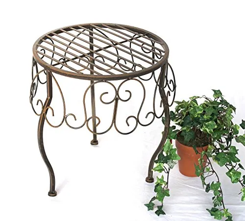 DanDiBo Blumenhocker Metall Braun Rund 35 cm - Blumentreppen: Stabiler Blumenhocker aus kunstvoll geschmiedetem Metall, ideal als Pflanzenständer oder Beistelltisch für Ihr Zuhause.