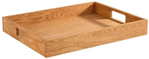 APS Serviertablett mit Griffen, Eichenholz, 45x36x6cm - Serviertablett aus Eichenholz mit praktischen Griffen, ideal zum Servieren, Transportieren und Dekorieren - vielseitig einsetzbar für jeden Anlass.