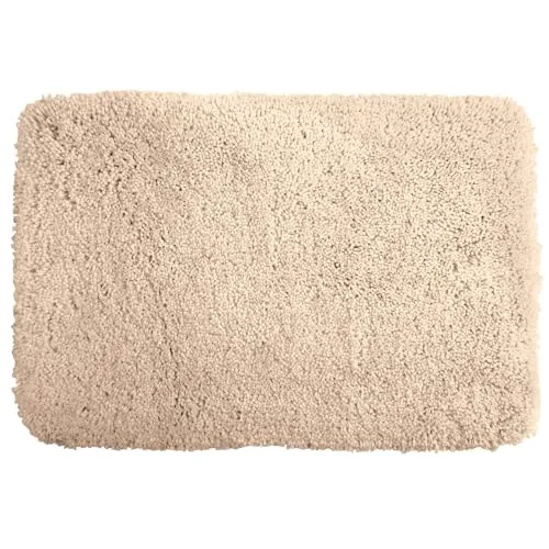 Spirella Badteppich Badematte Duschvorleger Mikrofaser Hochflor - Badematten & Badteppiche, flauschig und rutschhemmend, ideal für ein sicheres und komfortables Badezimmer, geeignet für Fußbodenheizung, 60x90 cm, Beige Sand