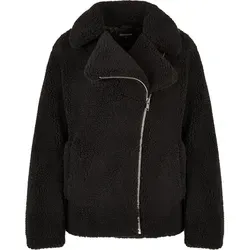 Urban Classics Damen SHERPA Biker Winterjacke Schwarz - 4XL - Stylische Sherpa-Bikerjacke für Damen in 4XL. Flauschiger Stoff, lockere Passform und praktische Taschen machen sie zum idealen Begleiter für den Alltag und besondere Anlässe.