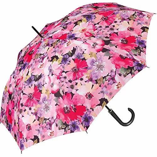 Stockschirm Kinematic groß stabil windfest - Delicate Flowers - Stockschirm / Damenschirm mit Öffnungsautomatik und windfestem achtteiligem Gestell, ideal für windige Tage. Schirmlänge: 87 cm, Durchmesser: 105 cm, PFC-freier Polyesterbezug.