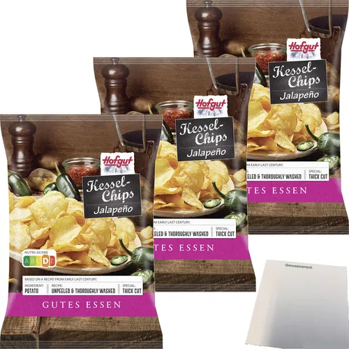 Hofgut Kessel Chips Jalapeno 3er Pack 3x150g Beutel usy Block