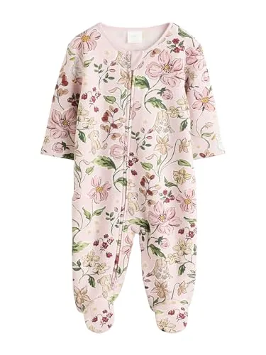 NEXT Baby Mädchen Baby-Schlafanzug mit Zwei-Wege-Reißverschluss und Fleece-Futter Rosa 74-80