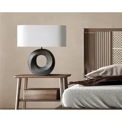 SalesFever Tischleuchte Keramik - Tischleuchte mit handbemalter Keramik-Basis in Beige/Grau, ideal für stilvolle Innenräume und ohne Leuchtmittel – perfekt für individuelle Lichtgestaltung.