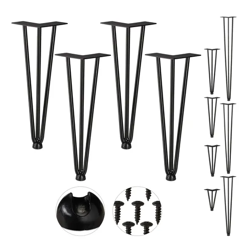 Hairpin Legs - 4 Stück Haarnadel Tischfüße für DIY Möbel - Möbelteile für kreative DIY-Projekte, aus robustem Stahl mit modernem, mattem Finish für stilvolle, individuelle Möbelgestaltungen.