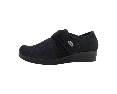 Fly Flot D. Hausschuhe in Schwarz, Gr. 38 - Bequeme Hausschuhe aus weichem Textil mit rutschfester Sohle und praktischem Klettverschluss für individuelle Anpassung und hohen Tragekomfort.