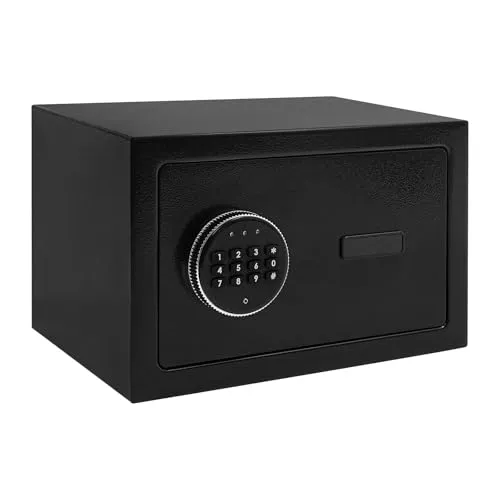 Mini Safe Tresor Klein, Tresor mit Schlüssel, Kinder mit Zahlenschloss,Elektronisch Wandtresor Haussafe mit SchlüSsel für Zuhause Ausweise Geld Wertsachen Bargeld (Schwarz)
