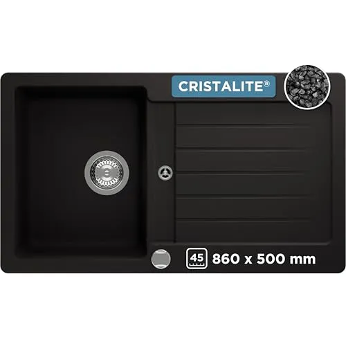 SCHOCK Küchenspüle Typos D-100 in Onyx - Sanitäranlagen & Zubehör: Robuste Granitspüle aus pflegeleichtem Cristalite, hitzebeständig bis 180 °C, ideal für 45 cm Unterschränke.