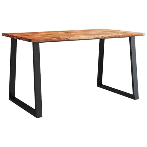 vidaXL Esstisch Baumkante 140x80 cm - Massivholz Akazie - Esszimmertisch aus massivem Akazienholz mit einzigartiger Baumkante für einen natürlichen Look und stabilen U-Beinen für industrielle Eleganz.